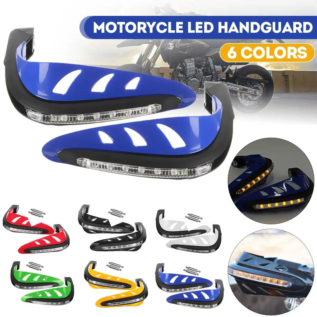 

7/8'' Universal Motorcycle Hand Guard Protector 22mm HandGuards w/ yellow LED Turn Signal Lights for Honda/KTM/Suzuki/Yamaha YZF