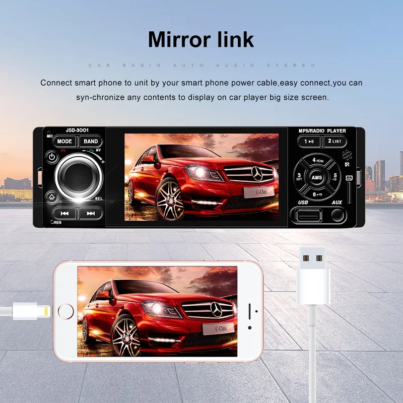 1din мультимедийный зеркальный автомобильный Радио Android стерео Авто сенсорный