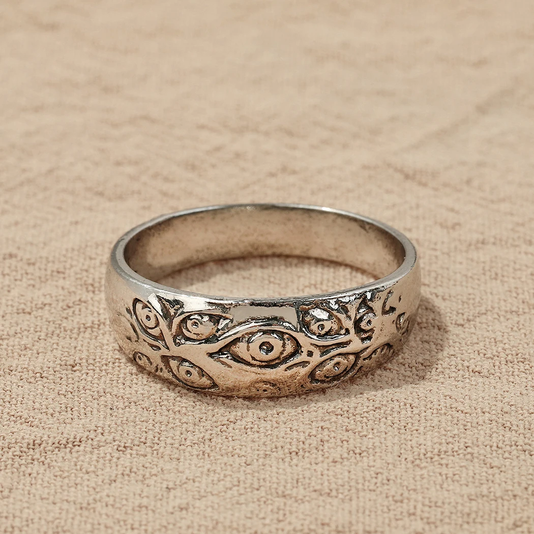 Мужское и женское кольцо из металла ручной работы с изображением сглаза - купить