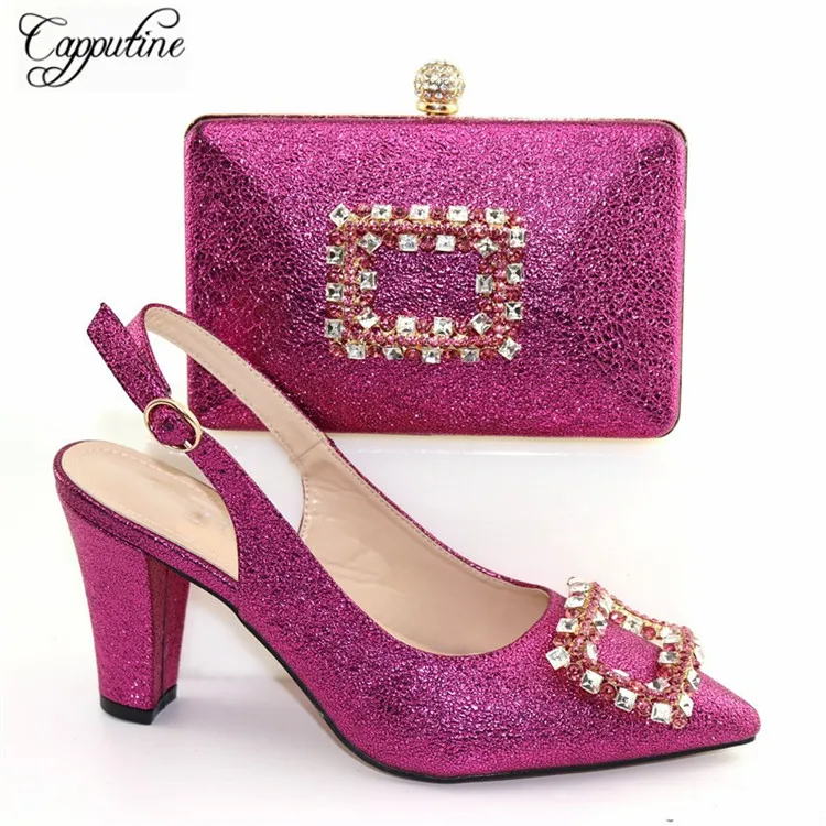 

Beautiful Royal Blue Spring/Autumn Pointed Toe Shoes With HandBag Sets For Fashion Lady CR179, Heel Height 9.3cm