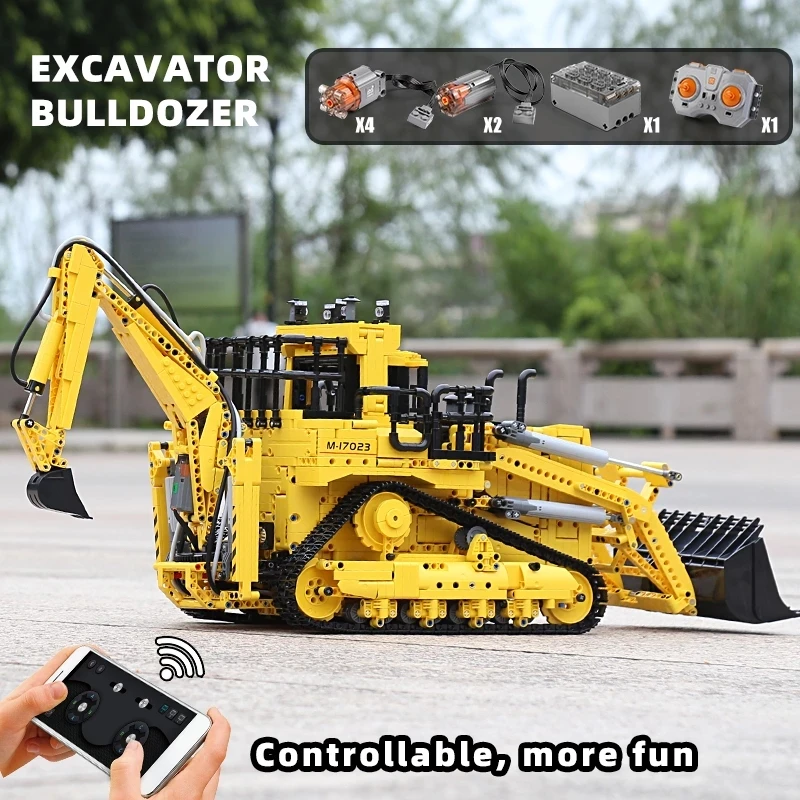 Mould King 17023 MOC высокотехнологичное приложение для бульдозера пневматический