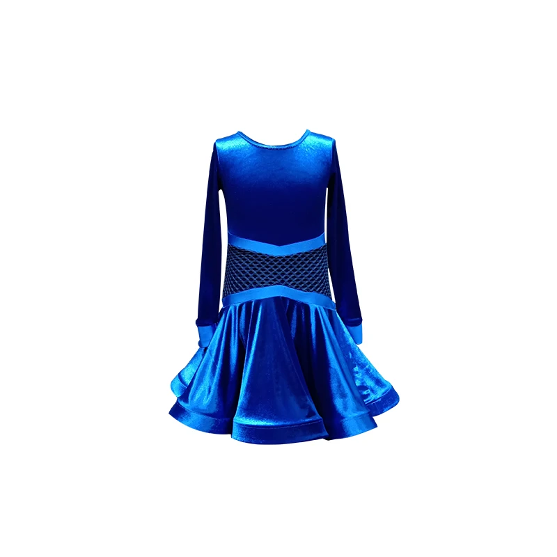 

Bright Velvet Latin Dance Dress Children Fishbone Skirt Baby Girl Costume Professional Performance Dress For Dancing Show Wear