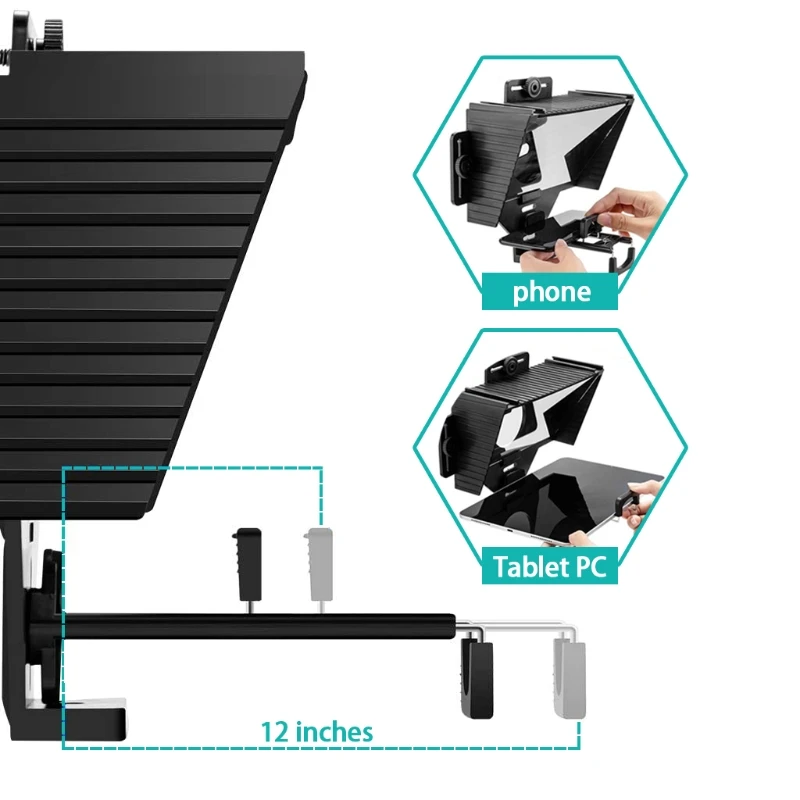 

Portable 12" Teleprompters Suitable for DSLR Optical Splitter Glass Made Prompter for Tablets Smartphones Dropshippng