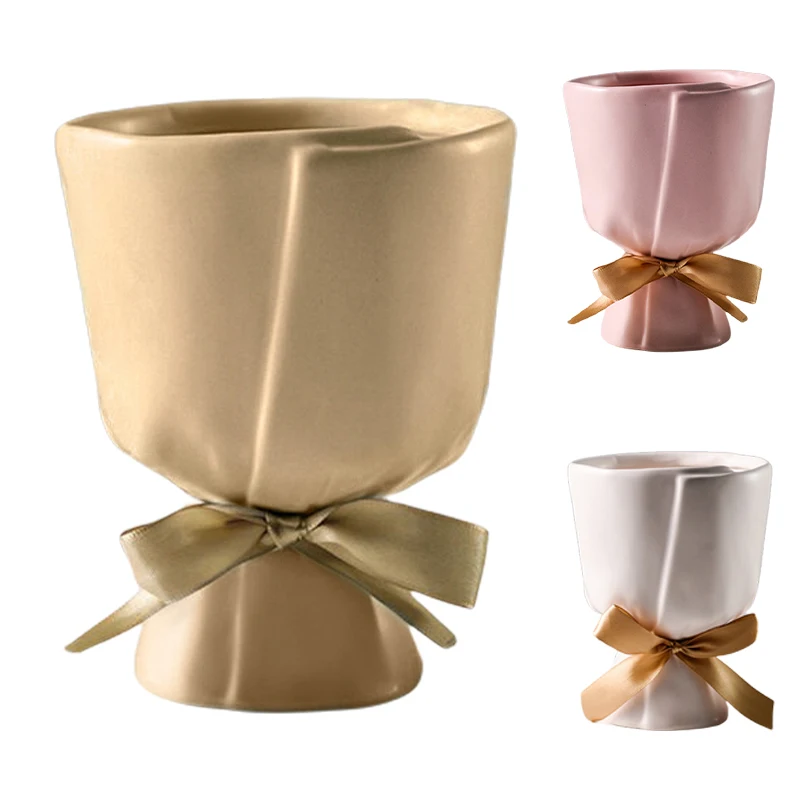 

Ins Style Home Desktop Decoration Bonsai Potted Plant Container Ceramic Flowerpot Arrangement Vase Decoration With Bottom Hole