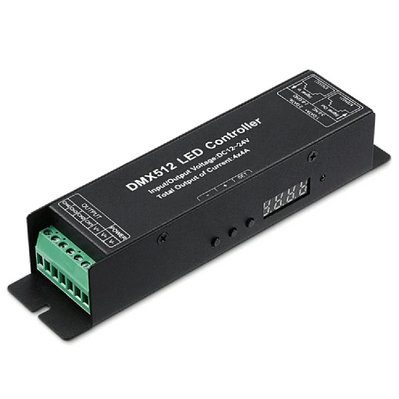 

DMX512 декодер 4-канальный постоянного Напряжение полосы Дисплей цифровая трубка DMX декодер светодиодный светильник конвертер