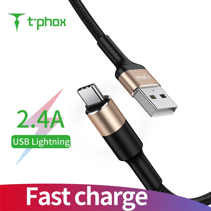 Кабель T-phox USB Type C для Xiaomi 9 Redmi Note 7 USB-C кабель быстрой зарядки Samsung Galaxy S10 S9 Plus -