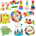Детские деревянные 3D игрушки Монтессори высокого качества, радужная искусственная деревянная головоломка, Мультяшные животные, детская игрушка для раннего развития, подарок