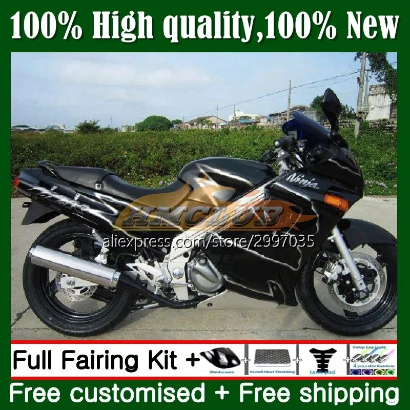 

Body For KAWASAKI NINJA ZZR250 ZZR 250 7No.17 ZZR-250 1990 1991 1992 1993 1994 ZXR250 95 96 97 98 99 Fairings Kit Black Silver