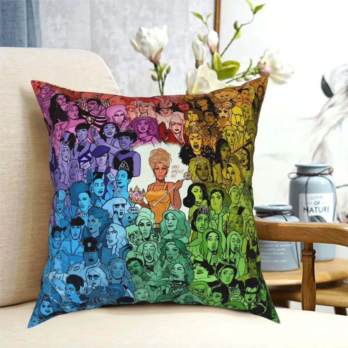 

The Drag Race Family Square Pillowcase Polyester Creative Zipper Decor Pillow Case Sofa Seater Cushion Cover 45x45