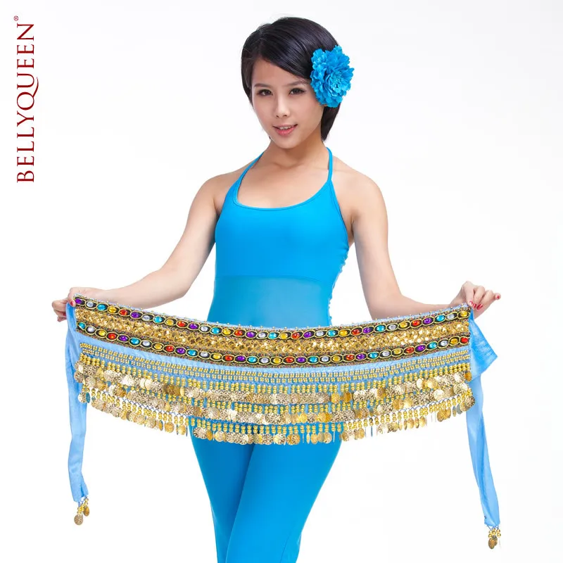 

248 coins belly dance belt velvet hip scarf
