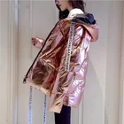 Zoulv большой размер свободная зимняя теплая Толстая Парка женская куртка новая зимняя глянцевая яркая пуховая парка Женское пальто с капюшоном куртка на молнии