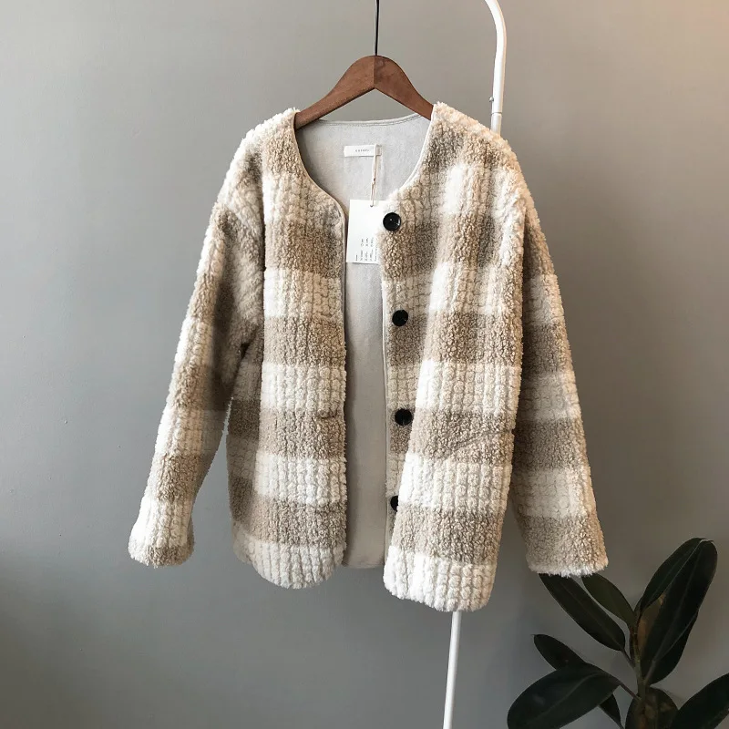 

Autumn Winter Women Harajuku Thick Warm Jackets Parkas Women Korean Woolen Cashmere Tweed Jacket Fashion Mujer Chaqueta
