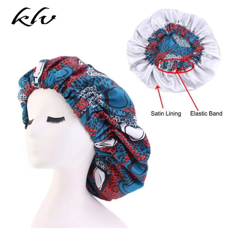 Женская сверхбольшая двухслойная шапочка атласная подкладка ночная с