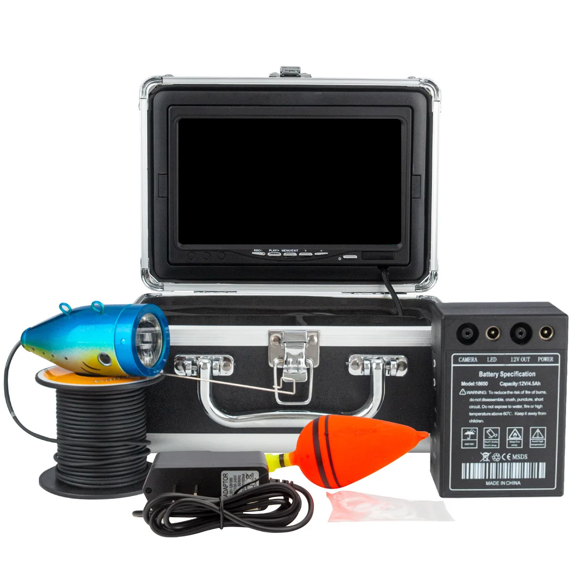 Дешево WF01plus 1200TVL рыболовная камера с видеорегистратором 9 дюймов, кабель 15 м, подводная камера для рыбалки, белая лампа, рыбопоисковый прибор для по...