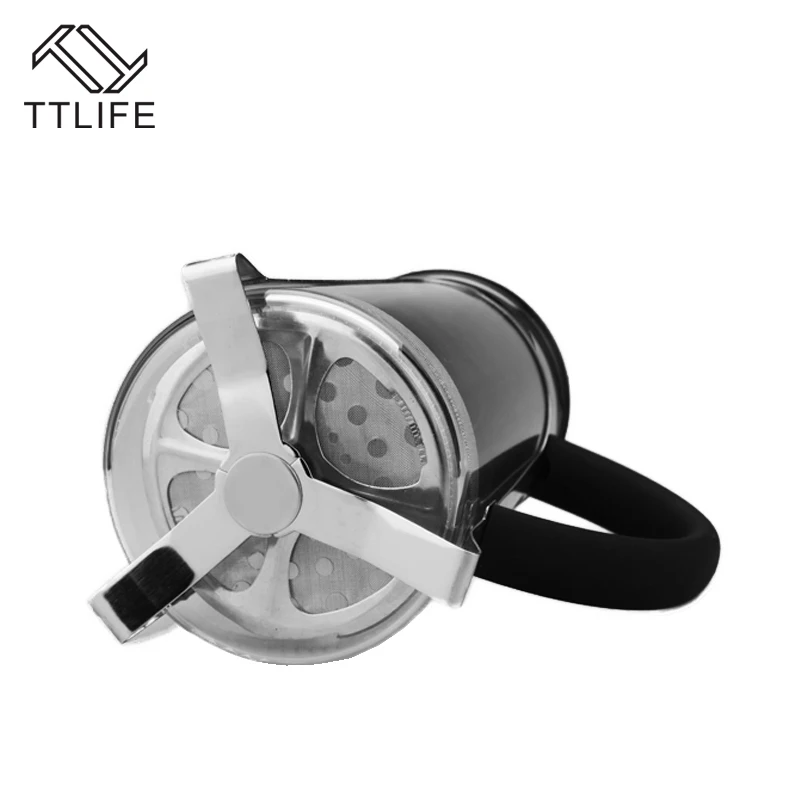 TTLIFE 0.35L/0.6L Нержавеющая сталь Французский пресс-горшок кофе Плунжер чай заварки с фильтром боросиликатного стекла кофейная посуда
