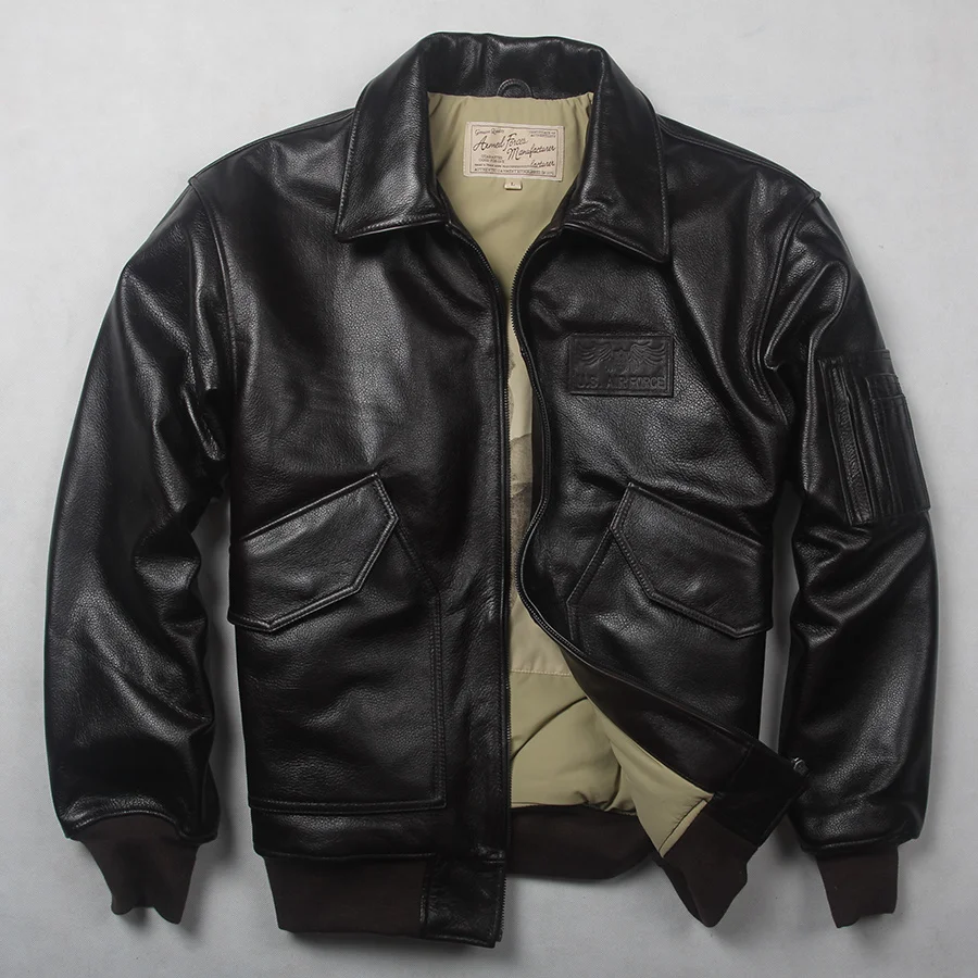 

2022 Men's Air Force Flight Jacket winter Genuine Leather Jacket Men solid Motorcycle Leather Coat militaly Bomber Jacket Male