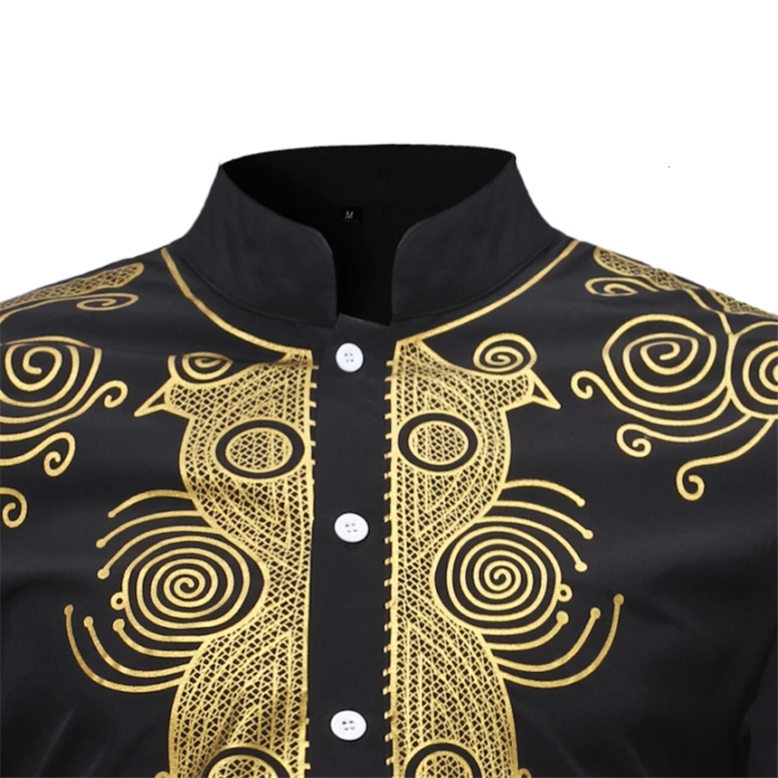 

2019 African Dresses for Men Dashiki Rich Bazin Print Long Sleeve Robes Shirt Traditional Africa Dress Maxi Fashion Clothes