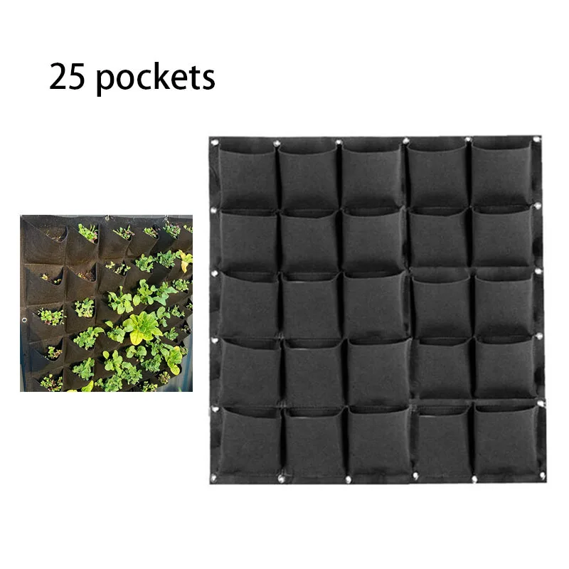 

Настенные подвесные мешки для посадки, 25 карманов, черный карман, вертикальный садовый горшок для выращивания овощей, бонсай для гостиной, ц...