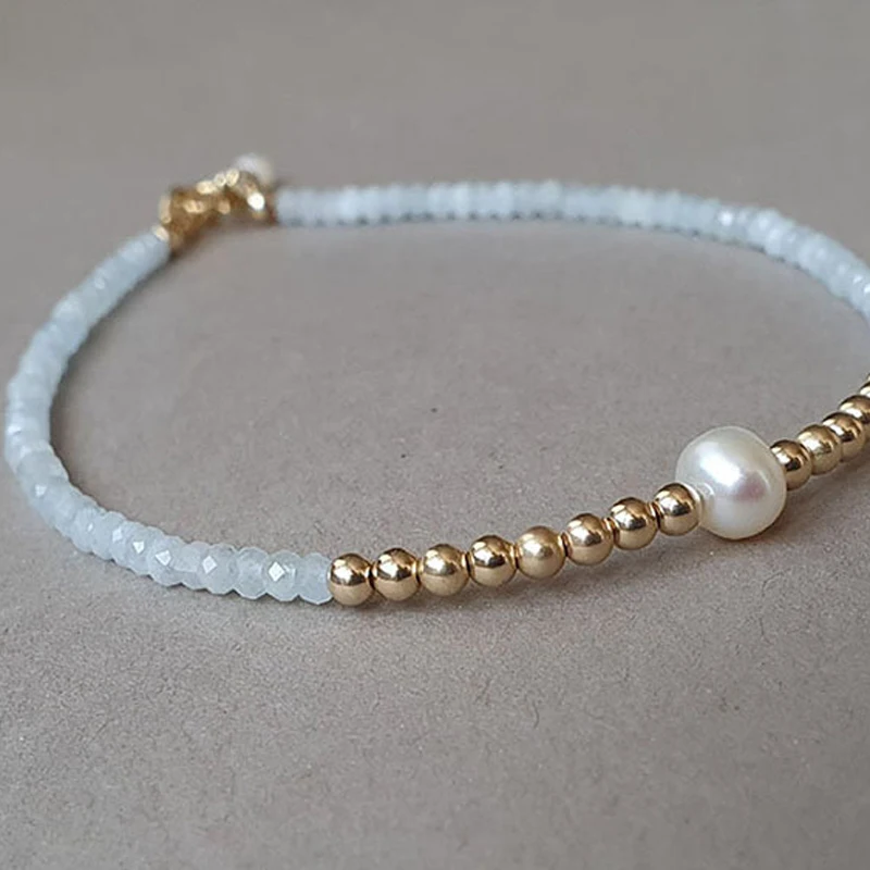 Женский браслет из натурального камня с белым барочным жемчугом 18 кг 2022 |