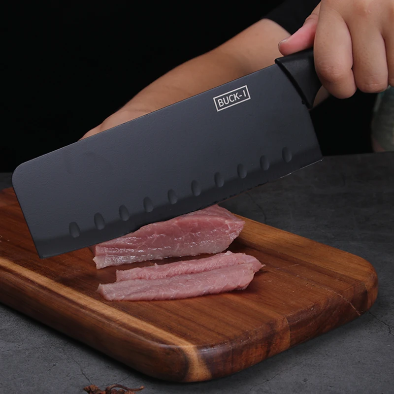 5 шт. набор кухонных ножей из черной нержавеющей стали с черным антипригарным