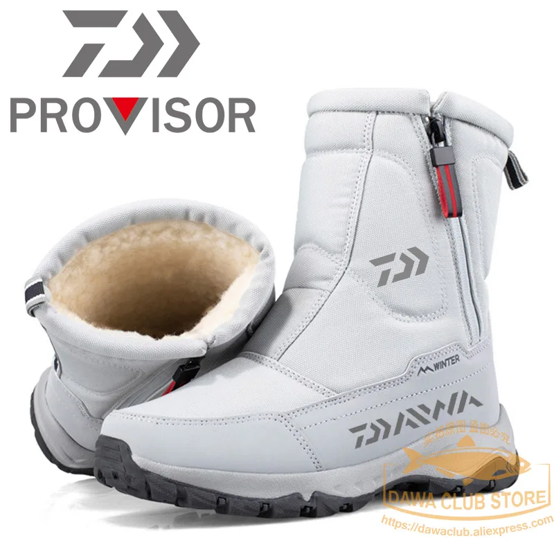 

2021 New DAWA Fishing Shoes Winter Thick Snow Boots Plus Velvet Warm Shoes Outdoor Non-slip Waterproof Short Boots Fishing Boots