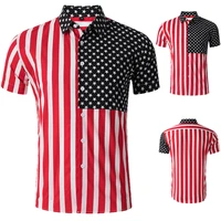 new arrival summer plus size men american flag printed patriot cotton short sleeve shirt