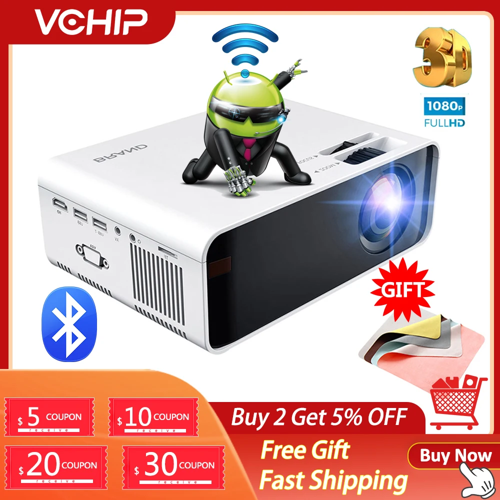 

VCHIP W80 4K Projector Mini Portable proyector For Home Theater проектор для дома LED Supports 1080P HDMI Media Player
