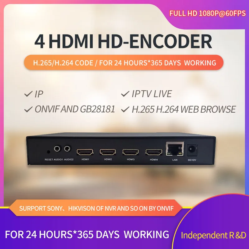 4 * HDMI-совместимый видеокодер NTV H.265 H.264/MPEG4 HTTP/RTSP/HLS/RTMP кодер для прямого эфира WOWZA