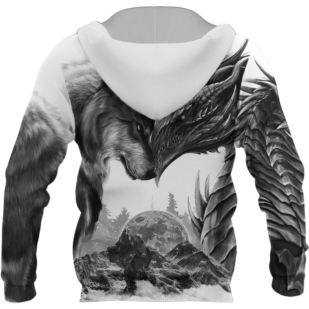 

Tattoos Dragon And Wolf 3D All Over Printed Men For Women Hoodies Sweatshirt Unisex Streetwear Zipper Pullover Casual Jacket