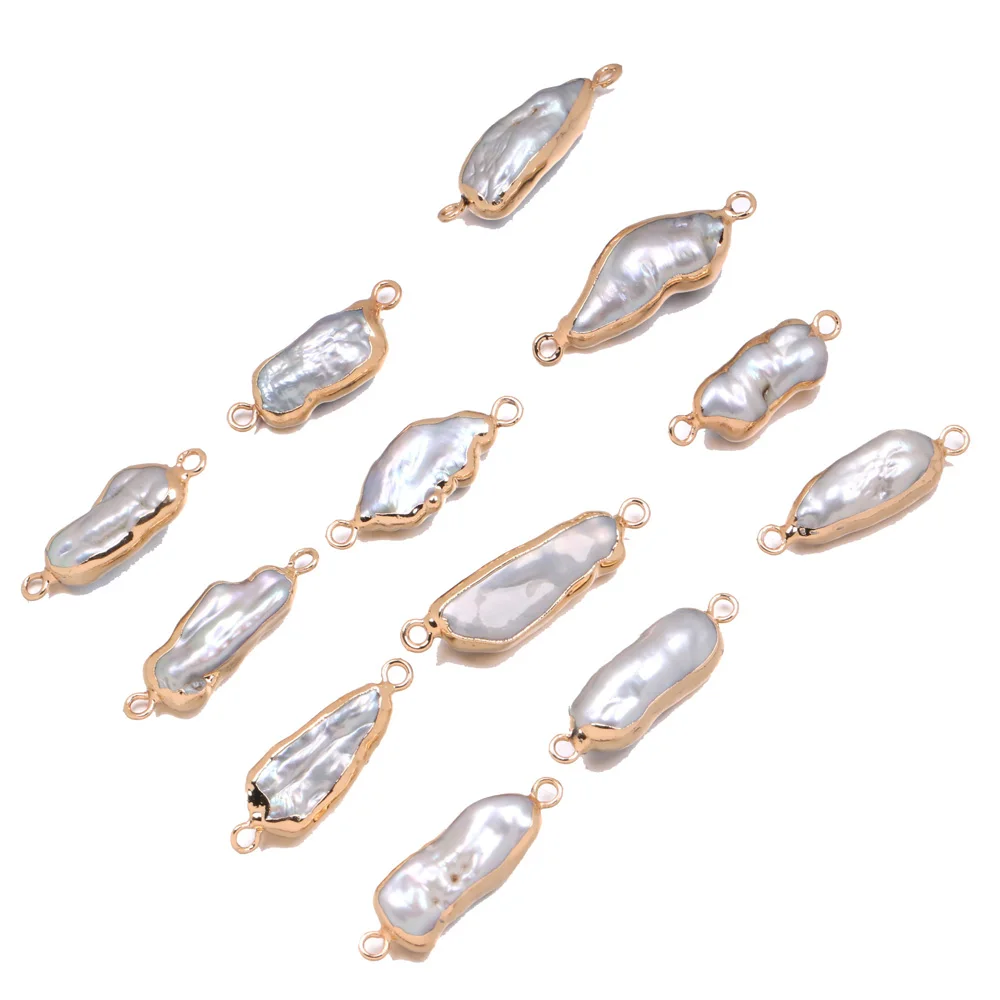 Natural Freshwater Pearl Pendant irregular Double hole connector Pendants for Jewelry Making DIY Bracelet Necklaces Accessories | Украшения