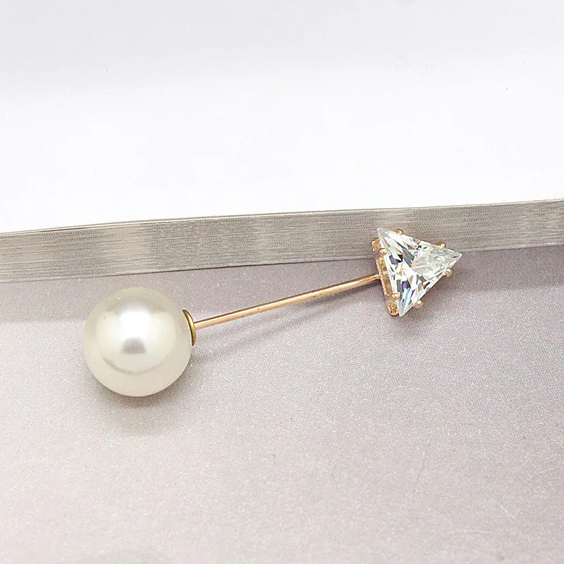 Простой двойной головкой большая брошь с искусственным жемчугом Pin Золото Цвет