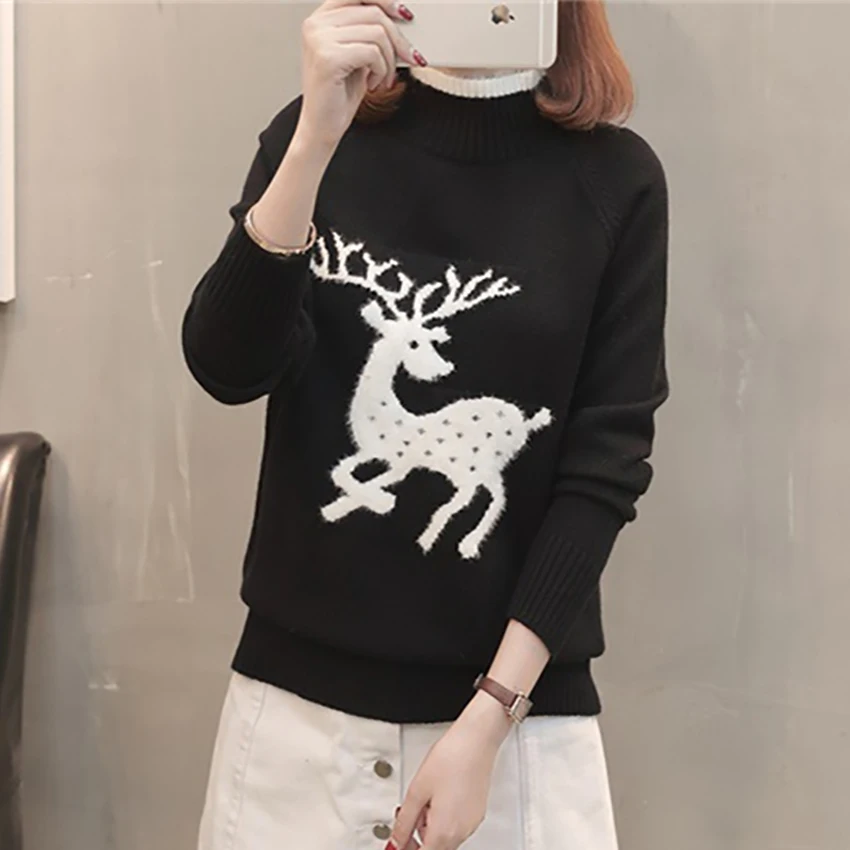 Свитер женский осенний 2019 свитера модный Рождественский вязаный джемпер с