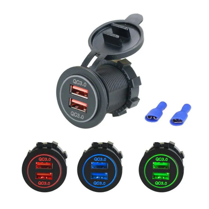 Автомобильное зарядное устройство ONEWELL QC3.0 12/24 В два USB порта 2 порта|Кабели