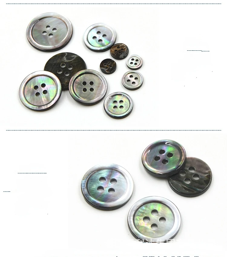 10 шт. пуговицы из натуральной ракушки черные бабочки круглые с четырьмя глазами