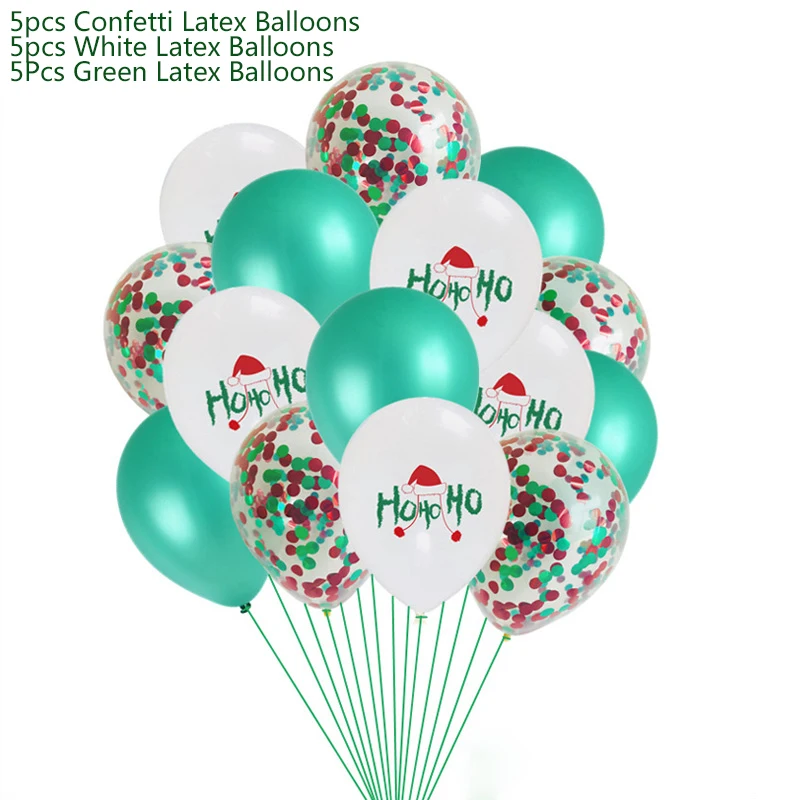 15pcs Latex Balloons Украшения для рождественской вечеринки, Рождественский латексный бумажный шарик, баннеры, сделай сам, праздничные вечерние принадлежности, рождественские украшения для дома - Цвет: 15pcs Latex Balloons