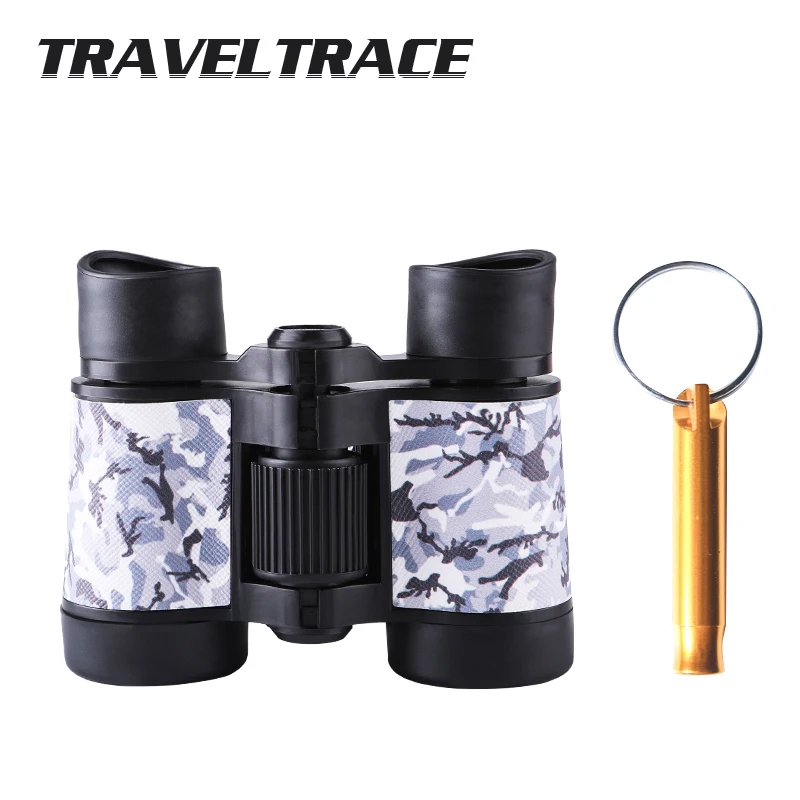 White with Whistlin Портативный 4x30 пластиковый детский цветной бинокль телескоп для детей игры на открытом воздухе игрушки компактный с бесплатным подарком - Цвет: White with Whistlin
