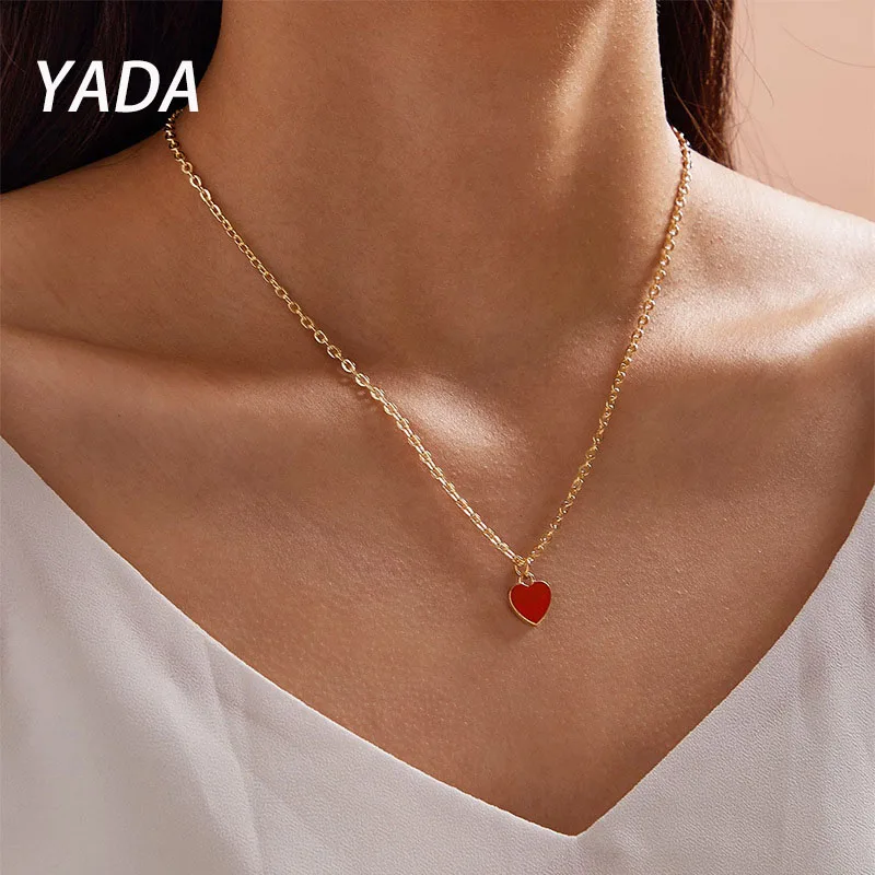 

YADA New Simple Heart Presents&Necklace For Women Elegant Clavicle Chain Necklaces Statement Valentine's Day Necklace SE210024