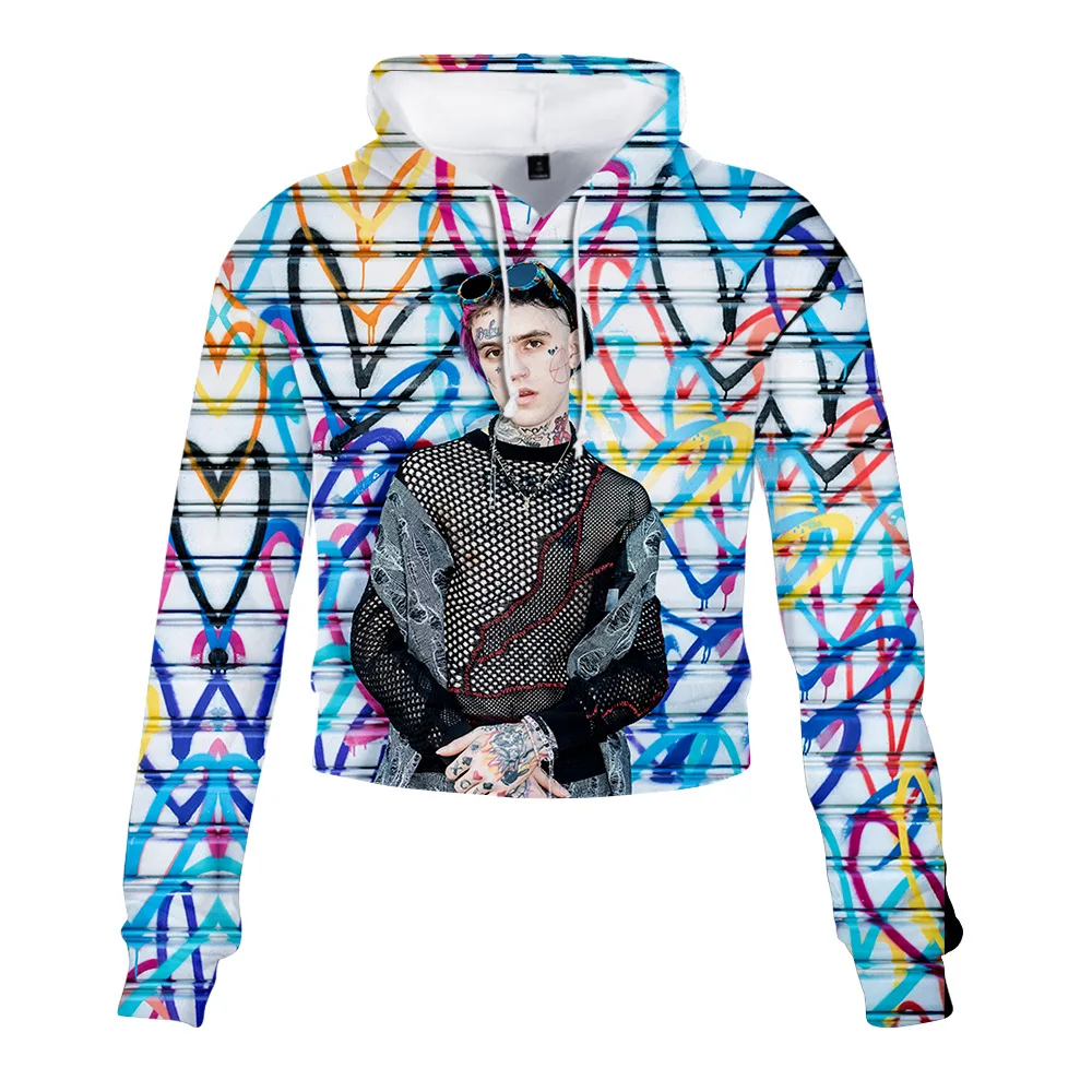 Lil Peep 3D принт укороченный топ женские толстовки кофты повседневные Kawaii Harajuku
