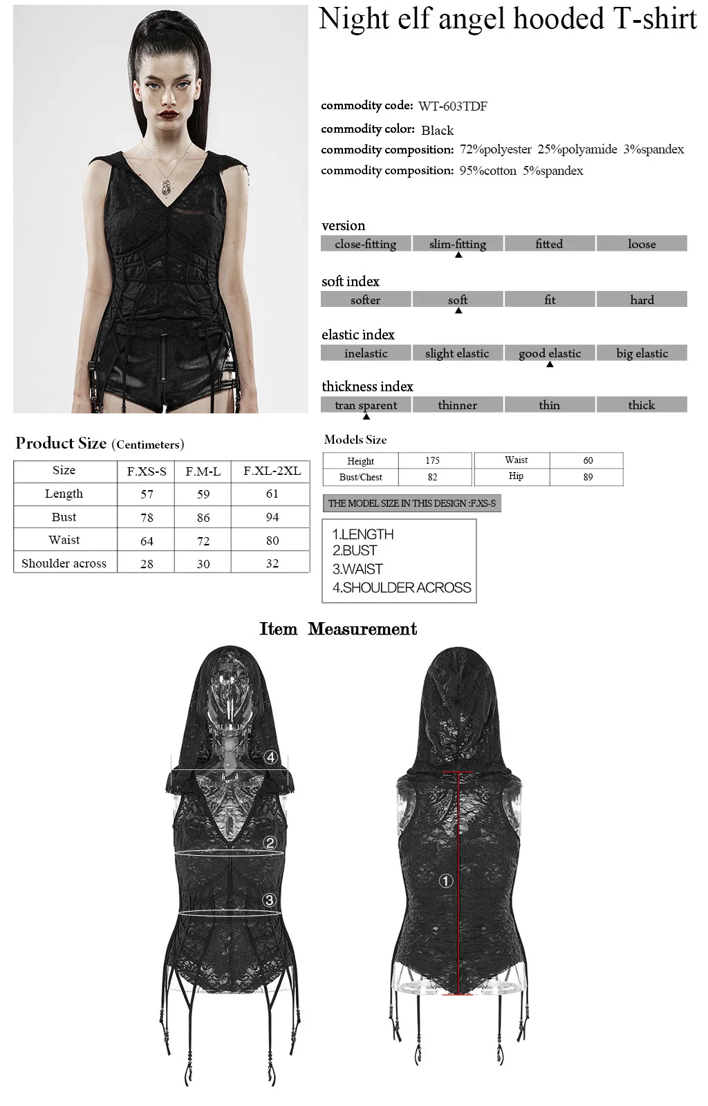 Classic Knit Slim Sleeveless Cross Hem Irregular Hooded T-shirt fashion Night Elf Angel sexy Women Top PUNK RAVE WT-603TDF | Женская