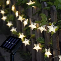 solar led christmas decoration garland holiday lights star led fairy string light for home party wedding outdoor lighting
