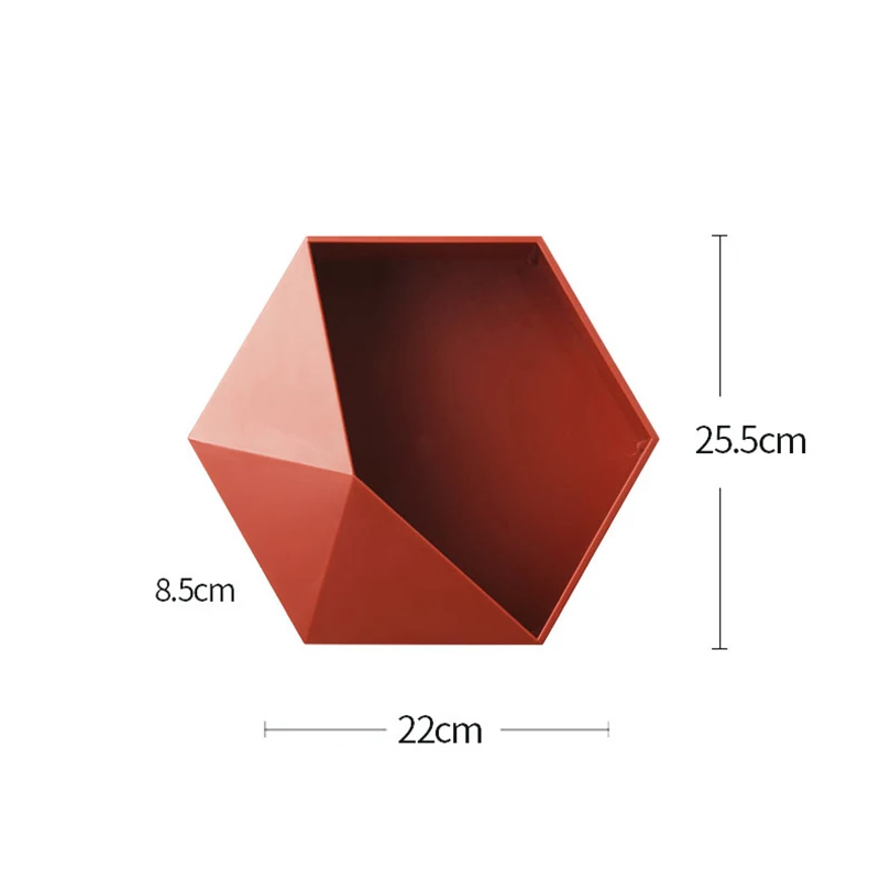 

Nordic Hexagon Geometric Shelf Plastic Wall-mounted Decoration Shelves For Living Room Punch-free Bathroom Kitchen Storage Rack