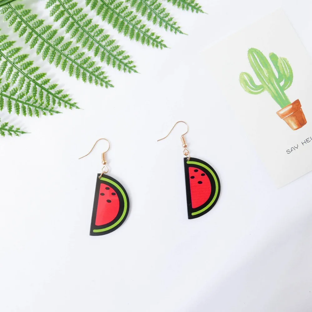 

New Acrylic Fruit Pendant Earrings Strawberry Apple Earrings for Girls Women Children Taste Fruit Earring Gift Lovely Jewelry