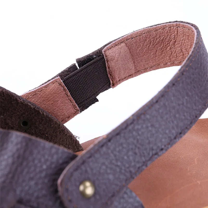 

YAERNI Summer new genuine Leather retro leisure women's sandals,cowhide handmade cotton and hemp artistic sandals