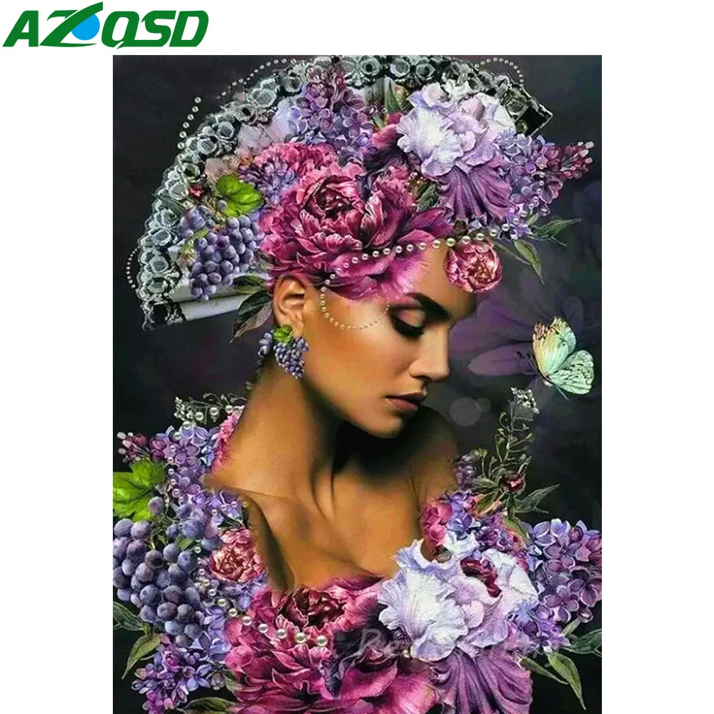 

AZQSD 5d алмазная вышивка, девушка, мозаика, картина стразы, алмазная живопись, портрет, вышивка крестом, украшение для дома