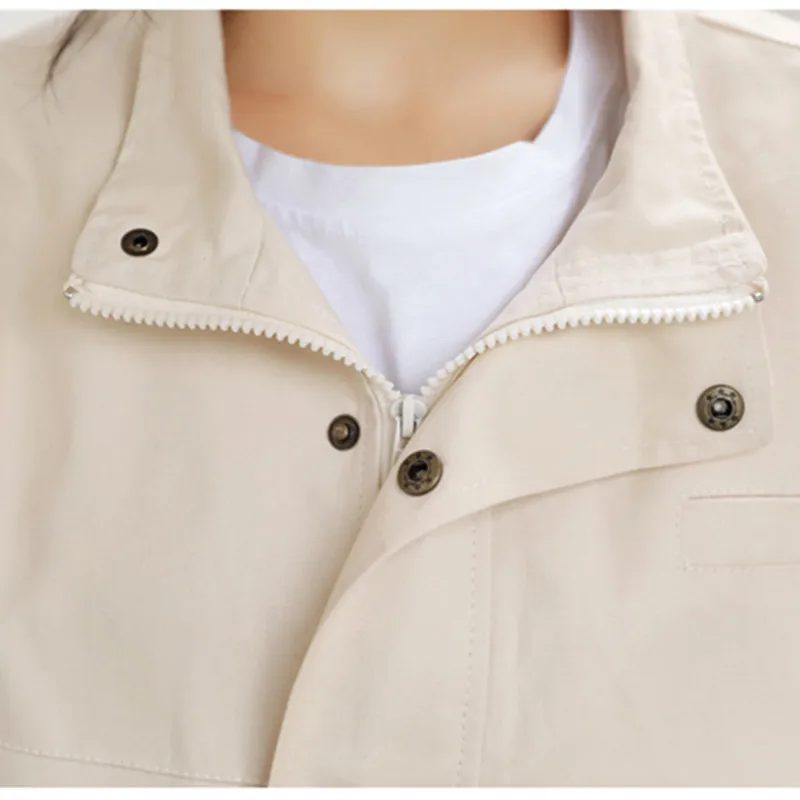 

New 2020 Autumn Jackets Women Double Pockets Loose Solid Casual Windbreaker Outerwear Coat Ladies Outwear Tooling Jackets