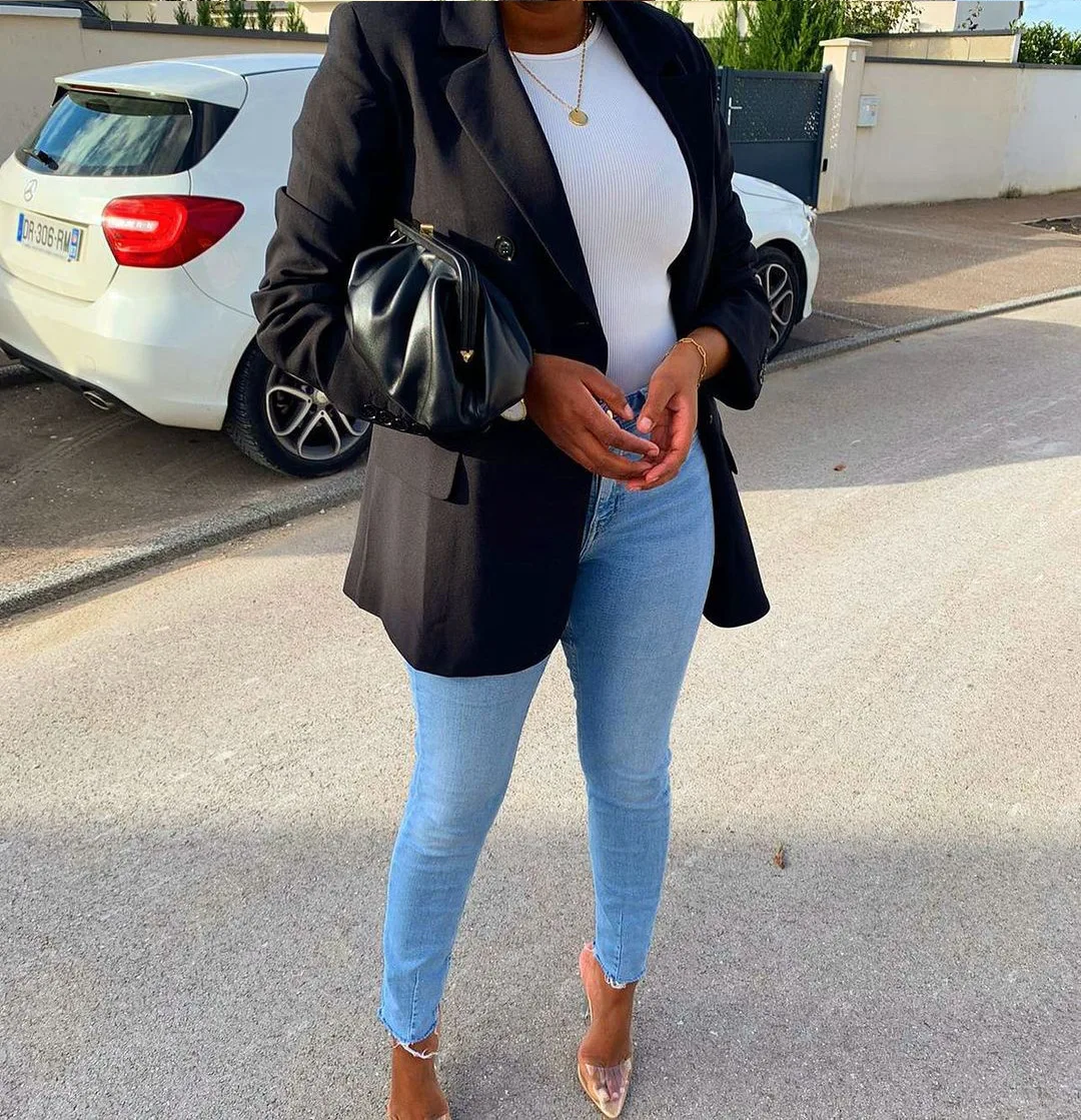 

Women Solid Notched Lapel Blazer Casual Smart OL Coat BasicCasual Solid Button Long Sleeve Work Office Lady Elegant Blazers