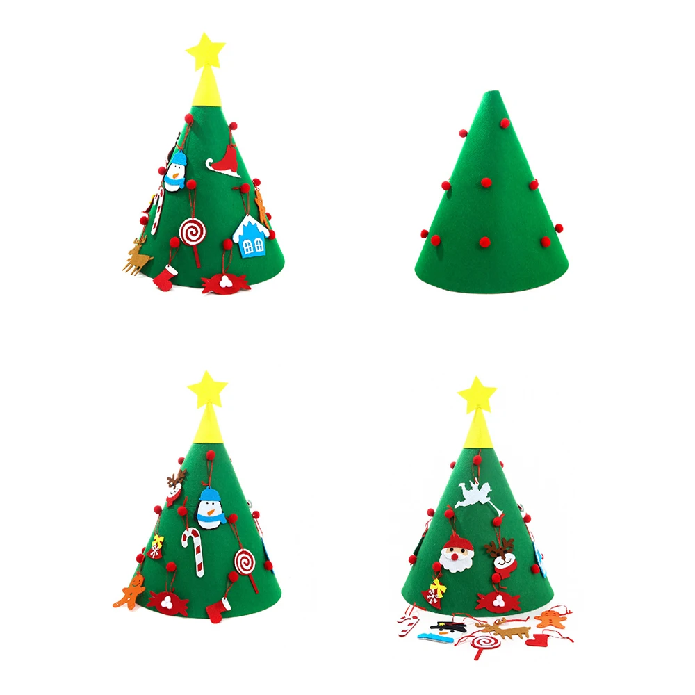 OurWarm 3D DIY Kids Felt Christmas Tree with Ornaments Parents Gifts Merry New Year Party Decoration wholesale | Дом и сад