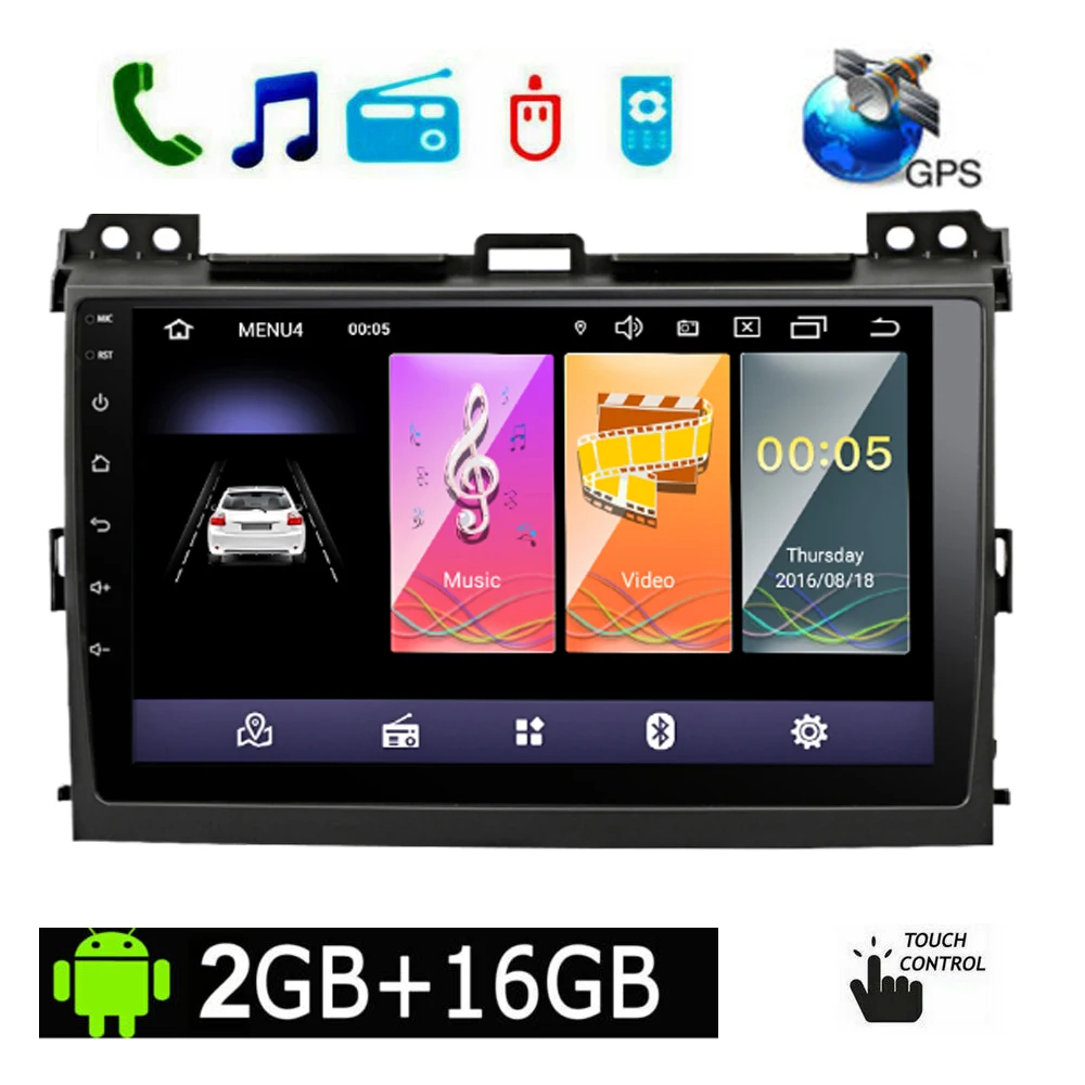 Автомобильный мультимедийный плеер 9 дюймов Android 1 для toyota Land Cruiser Prado 120 2004-2009 2Din