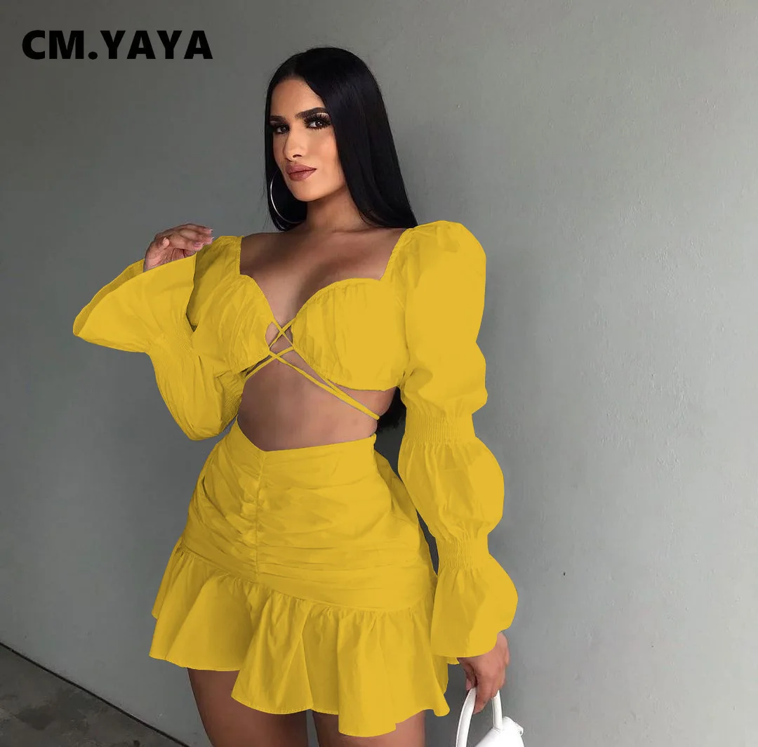 Женский комплект из 2 предметов CM.YAYA элегантный укороченный топ с