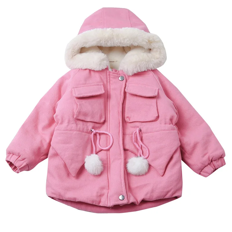

Cute Kids Jackets For Children Girls 2-7Years Winter Coat Baby Girls Outerwear Warm Thicking Fur Baby Girls Coat Parka Clothes